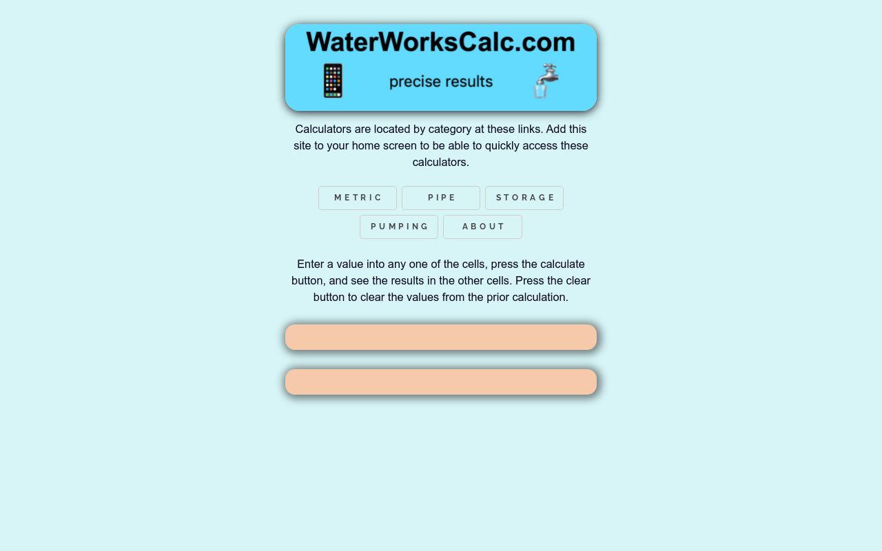 Waterworks Calculators Waterworks calculators